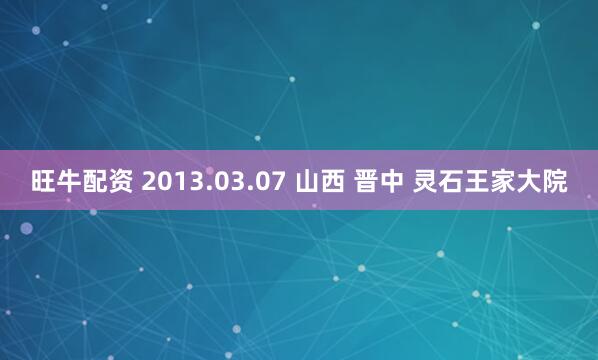 旺牛配资 2013.03.07 山西 晋中 灵石王家大院