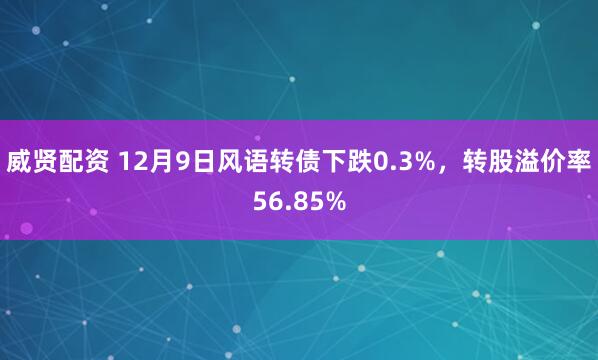 威贤配资 12月9日风语转债下跌0.3%，转股溢价率56.85%